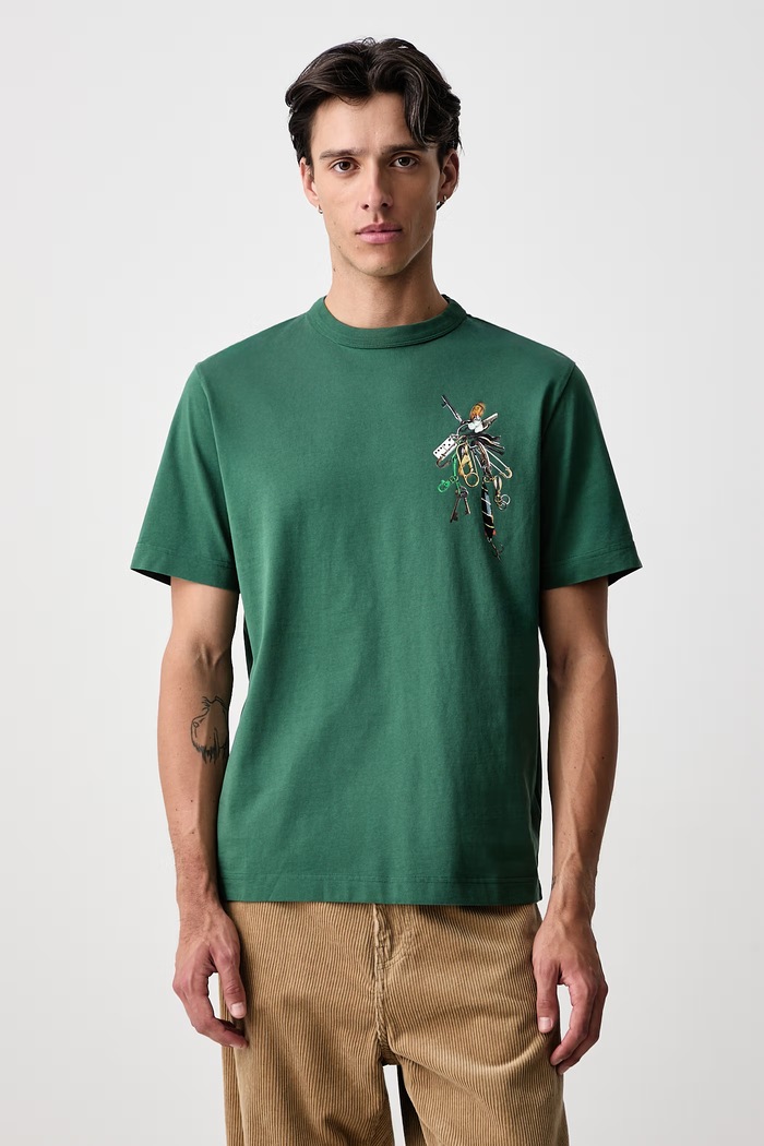 Barbour X PAUL SMITH tricou din bumbac pentru bărbați verde MTS1696GN75