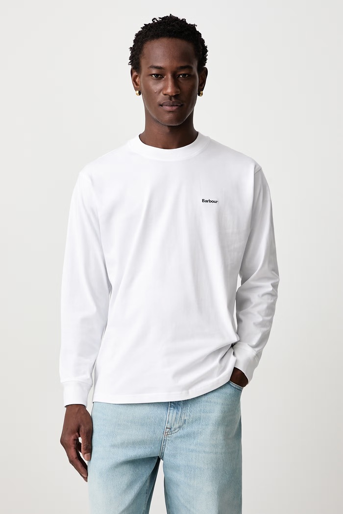 Barbour Longsleeve bawełniany męski biały MTS1631WH11