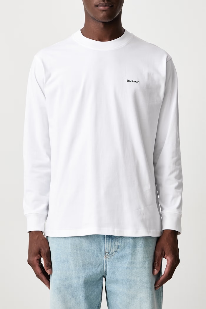 Longsleeve bawełniany męski Barbour biały MTS1631WH11