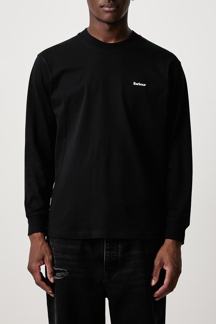 Longsleeve bawełniany męski Barbour czarny MTS1631BK31