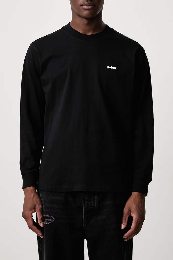 Longsleeve bawełniany męski Barbour czarny MTS1631BK31