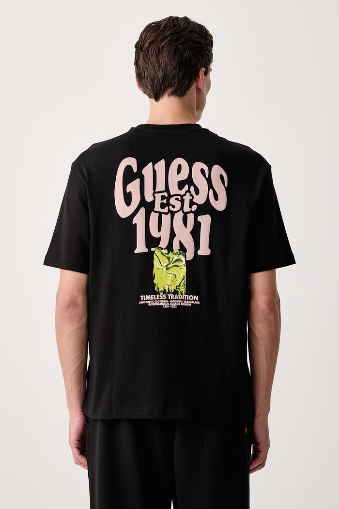 Guess T-shirt ανδρικό βαμβακερό μαύρο M6BI87.K6973