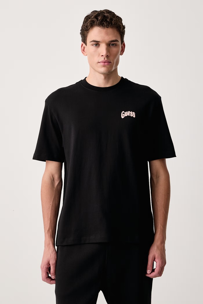 Ρούχα Guess T-shirt ανδρικό βαμβακερό M6BI87.K6973 μαύρο