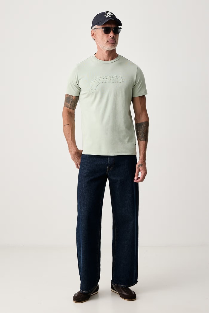 Guess T-shirt damski bawełniany M6BI69.K6639 turkusowy AW26