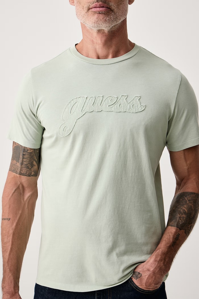 T-shirt damski bawełniany Guess M6BI69.K6639 turkusowy
