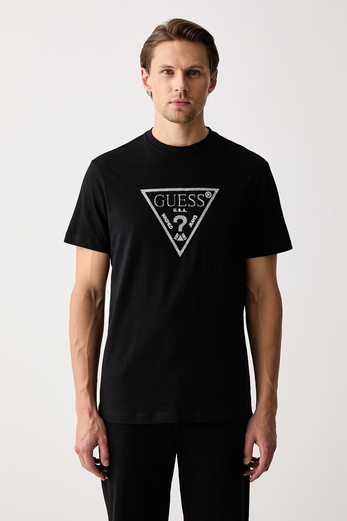 Guess T-shirt ανδρικό βαμβακερό μαύρο M6BI56.K6193