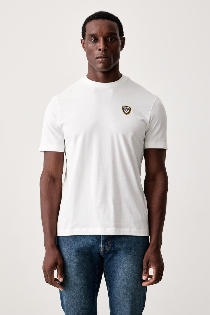 Blauer T-shirt męski bawełniany biały BLUH02416
