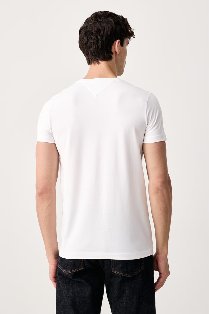 Tommy Hilfiger T-shirt męski z bawełną MW0MW27539 biały AW26