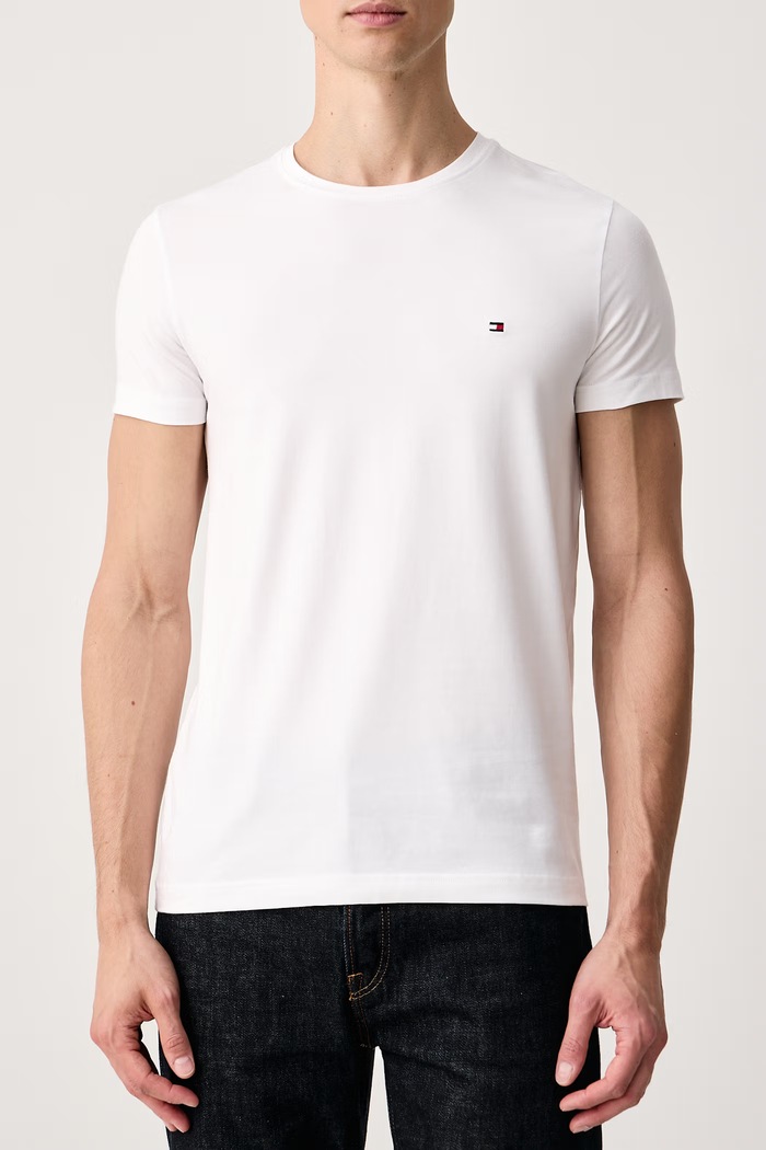 Odzież Tommy Hilfiger T-shirt męski z bawełną MW0MW27539 biały