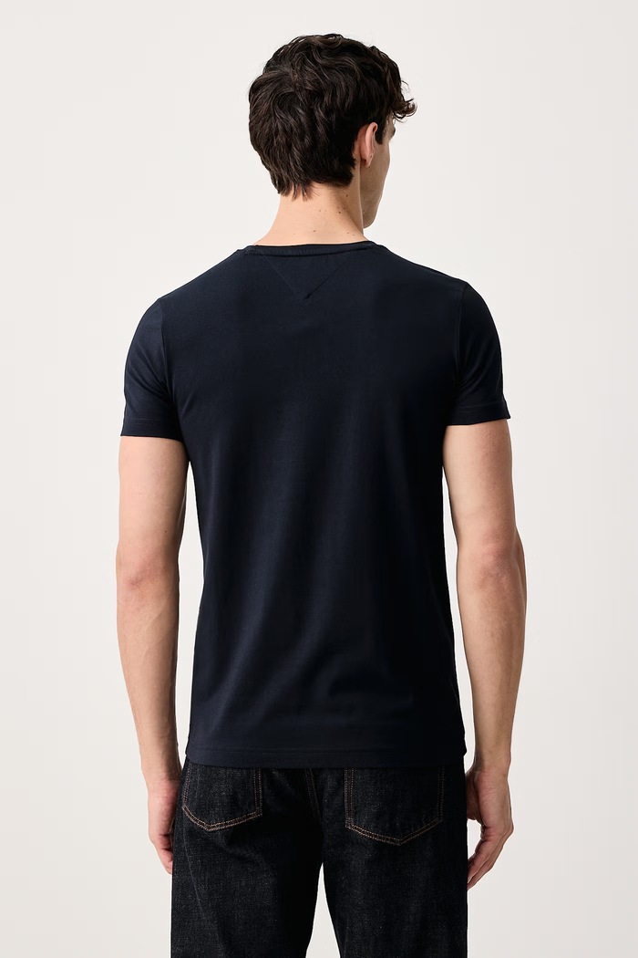 Tommy Hilfiger T-shirt męski z bawełną MW0MW27539 granatowy AW26