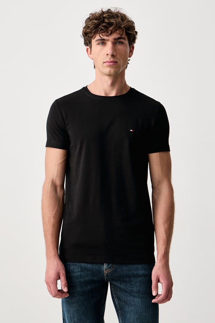 Tommy Hilfiger T-shirt męski z bawełną czarny MW0MW27539
