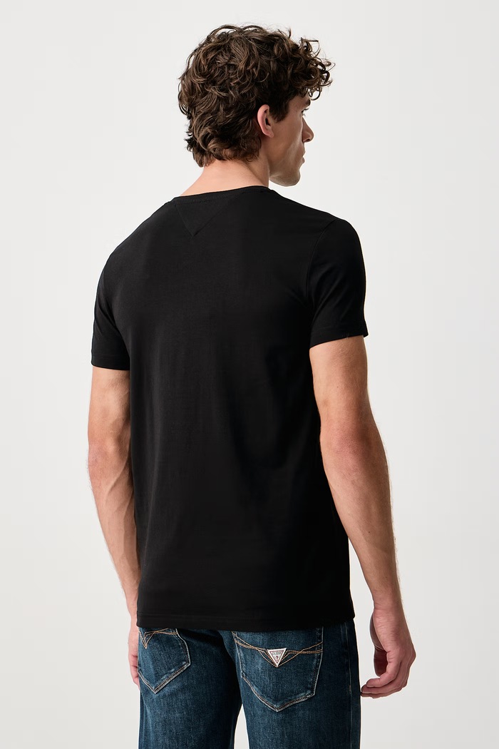 Tommy Hilfiger T-shirt męski z bawełną MW0MW27539 czarny AW26