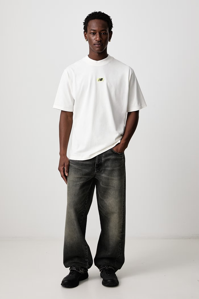 New Balance T-shirt oversize bawełniany męski MT62D1MASST biały AW26