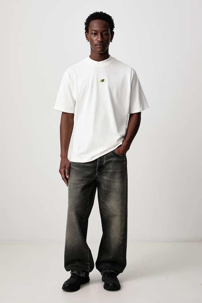 New Balance T-shirt oversize bawełniany męski MT62D1MASST biały AW26