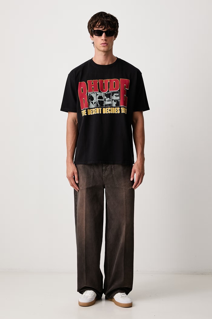 RHUDE The Desert Decides T-shirt bawełniany męski RHFW26TT06012 czarny AW26