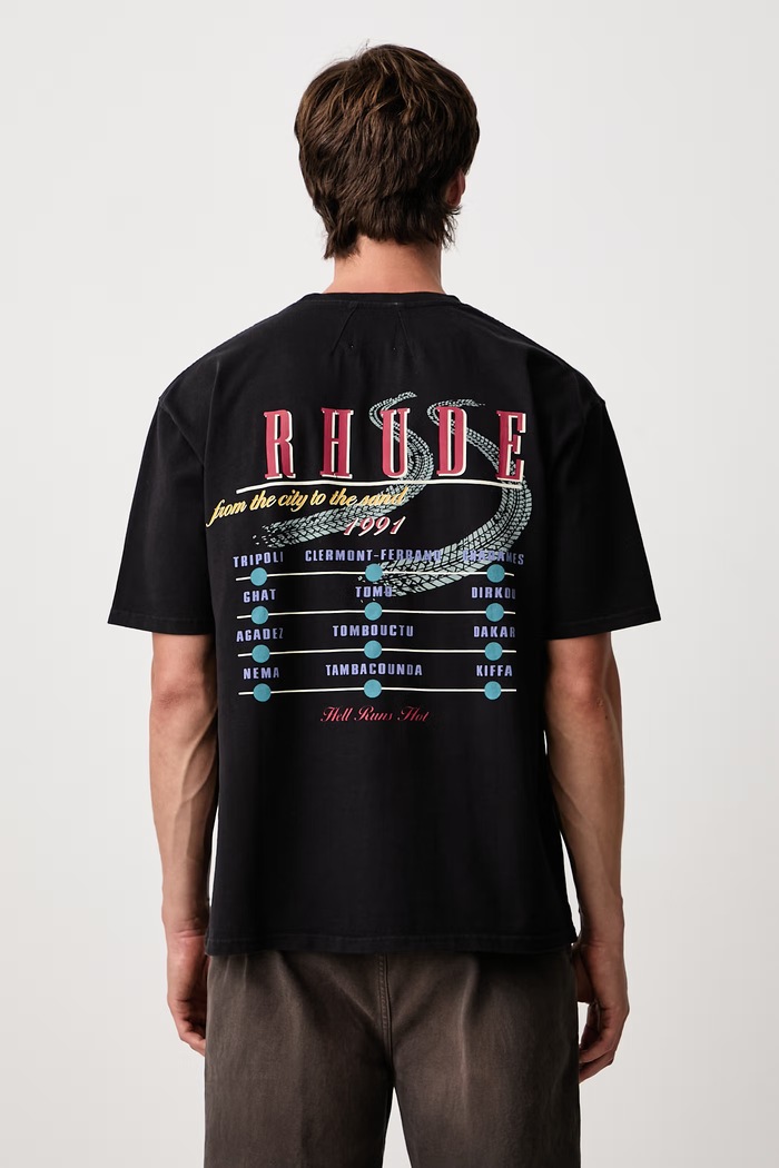 Odzież RHUDE The Desert Decides T-shirt bawełniany męski RHFW26TT06012 czarny