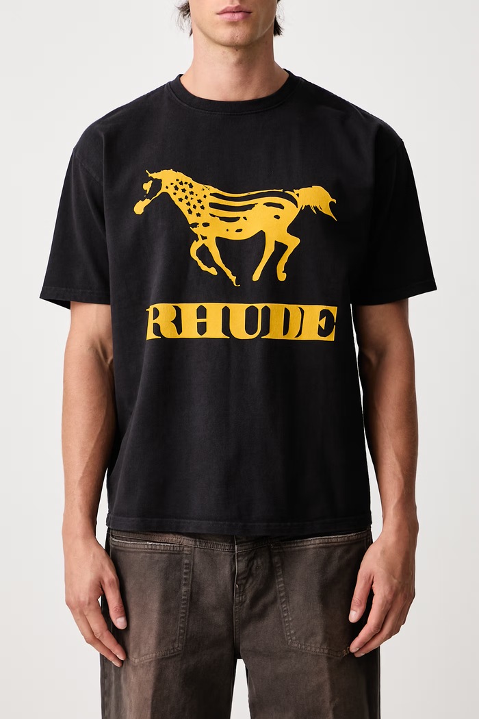 Dinero T-shirt bawełniany męski RHUDE czarny RHFW26TT04012