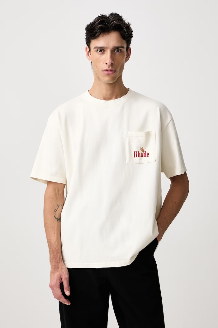 RHUDE American Spirit T-shirt bawełniany męski beżowy RHFW26TT03012