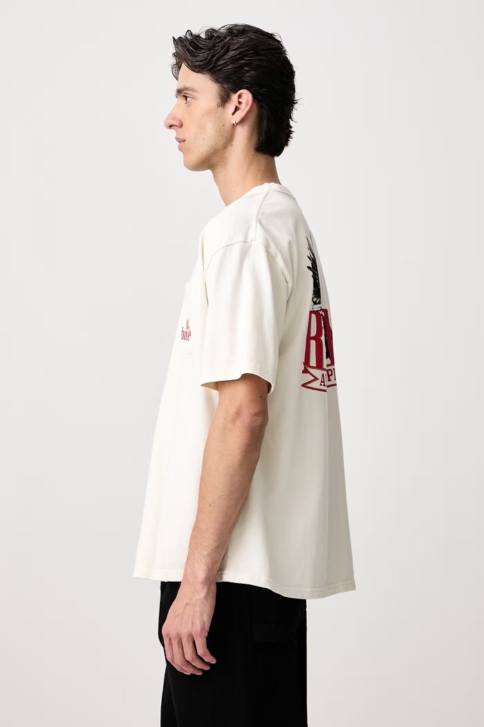American Spirit T-shirt bawełniany męski RHUDE RHFW26TT03012 beżowy