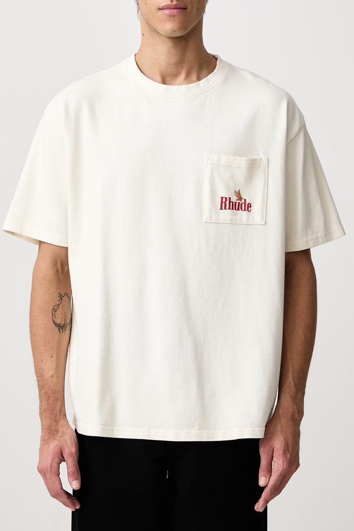 American Spirit T-shirt bawełniany męski RHUDE beżowy RHFW26TT03012