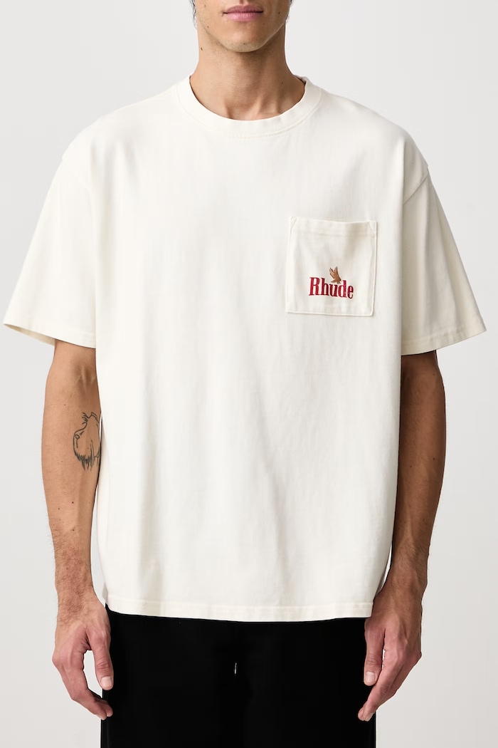 American Spirit T-shirt bawełniany męski RHUDE beżowy RHFW26TT03012