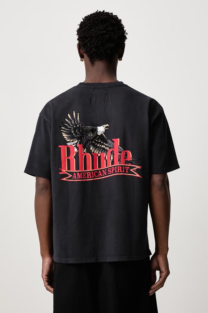 RHUDE American Spirit T-shirt bawełniany męski czarny RHFW26TT03012