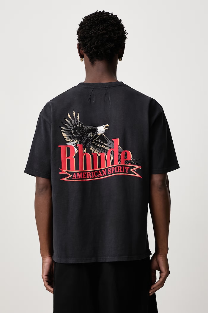 RHUDE American Spirit T-shirt bawełniany męski czarny RHFW26TT03012