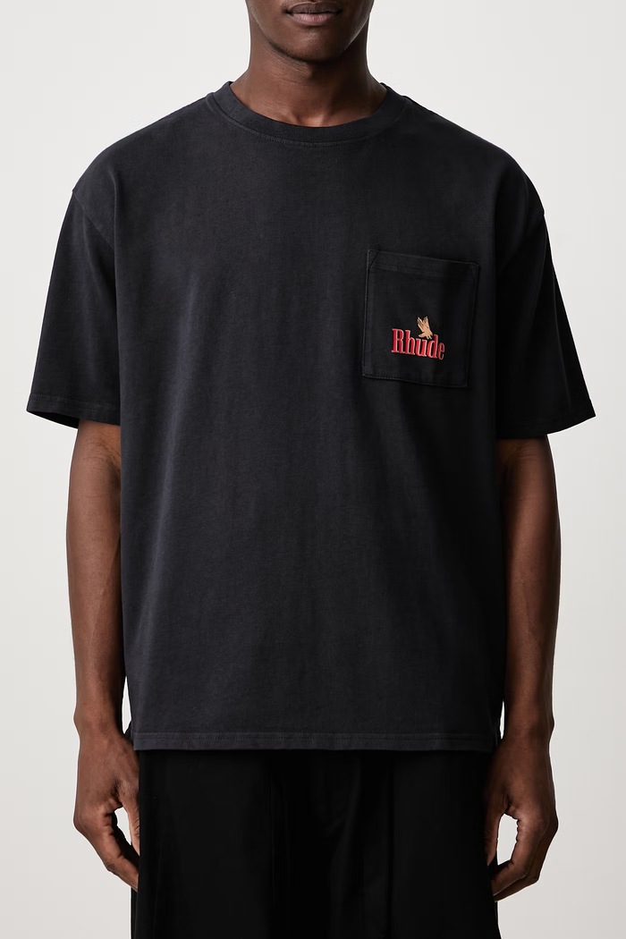 American Spirit T-shirt bawełniany męski RHUDE czarny RHFW26TT03012