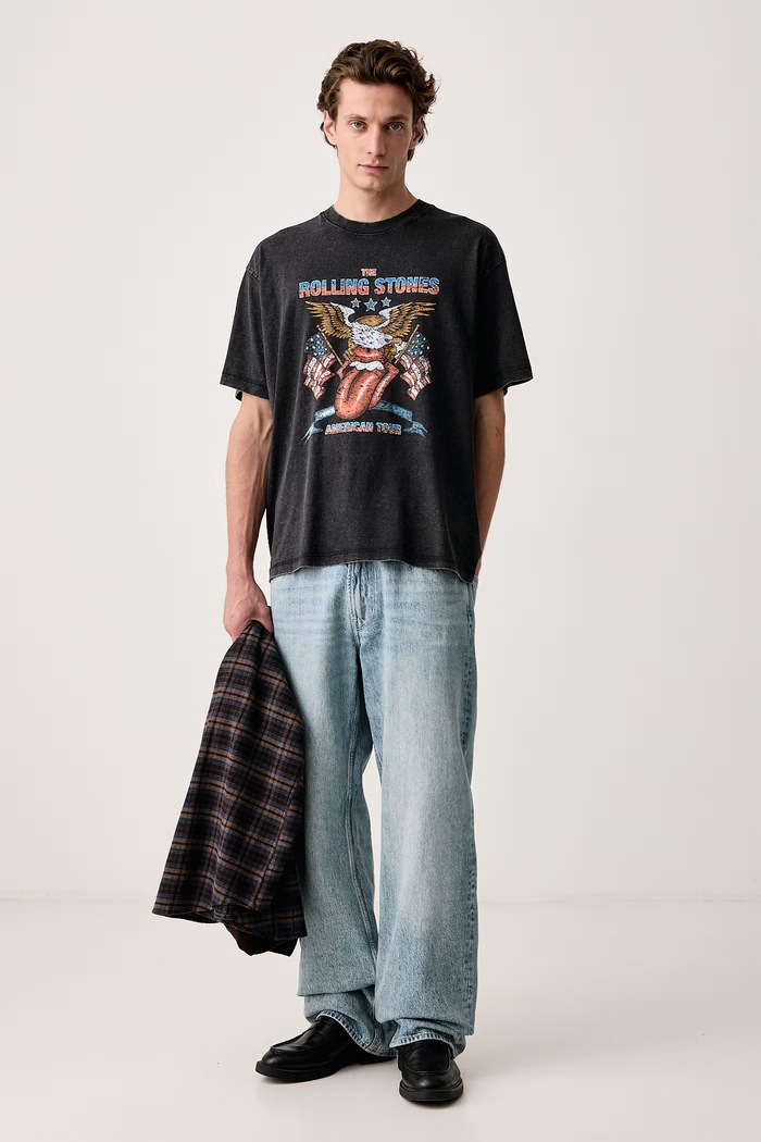 Guess Jeans T-shirt oversize męski bawełniany M6BI29.K5546 czarny AW26