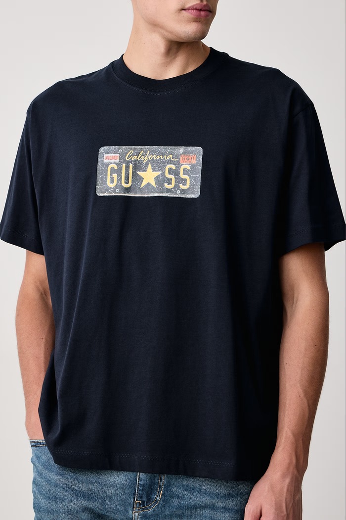 T-shirt męski bawełniany Guess Jeans M6BI16.K5400 granatowy