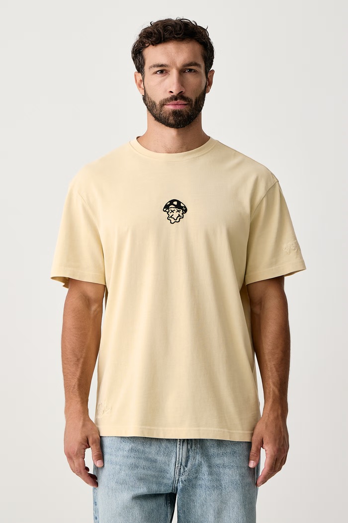 Odzież Hurley T-shirt oversize męski bawełniany MTSEUPC0001 żółty