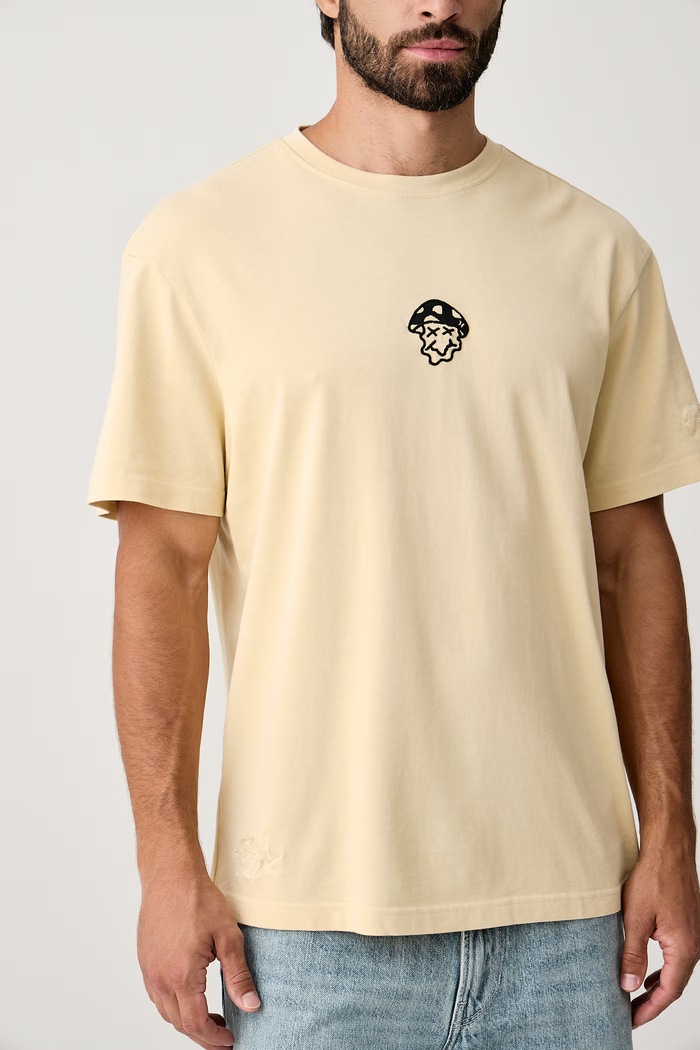 T-shirt oversize męski bawełniany Hurley MTSEUPC0001 żółty