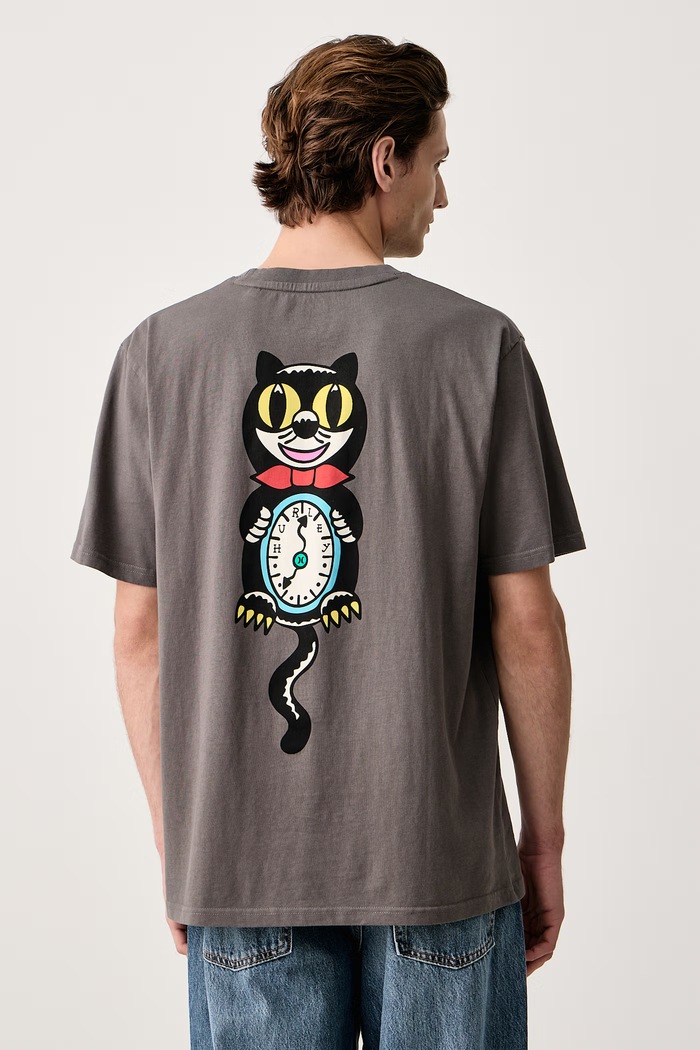Odzież Hurley T-shirt oversize męski bawełniany Etam Cat MTSEUET0007 szary