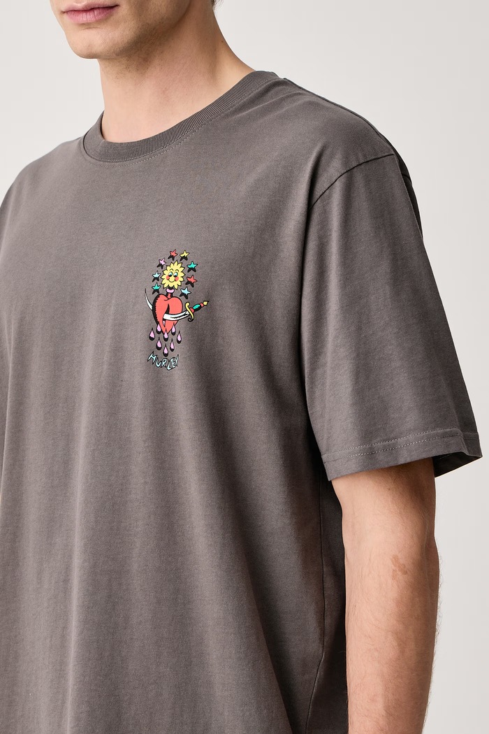 T-shirt oversize męski bawełniany Etam Cat Hurley MTSEUET0007 szary
