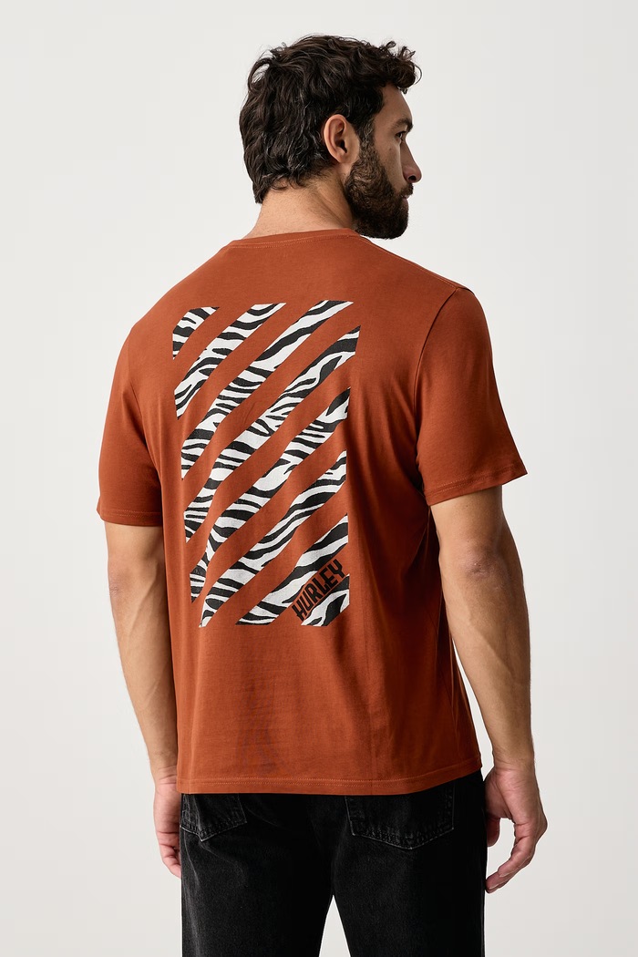 Hurley T-shirt męski bawełniany Printing Press Gaiolas brązowy MTSEUED0041
