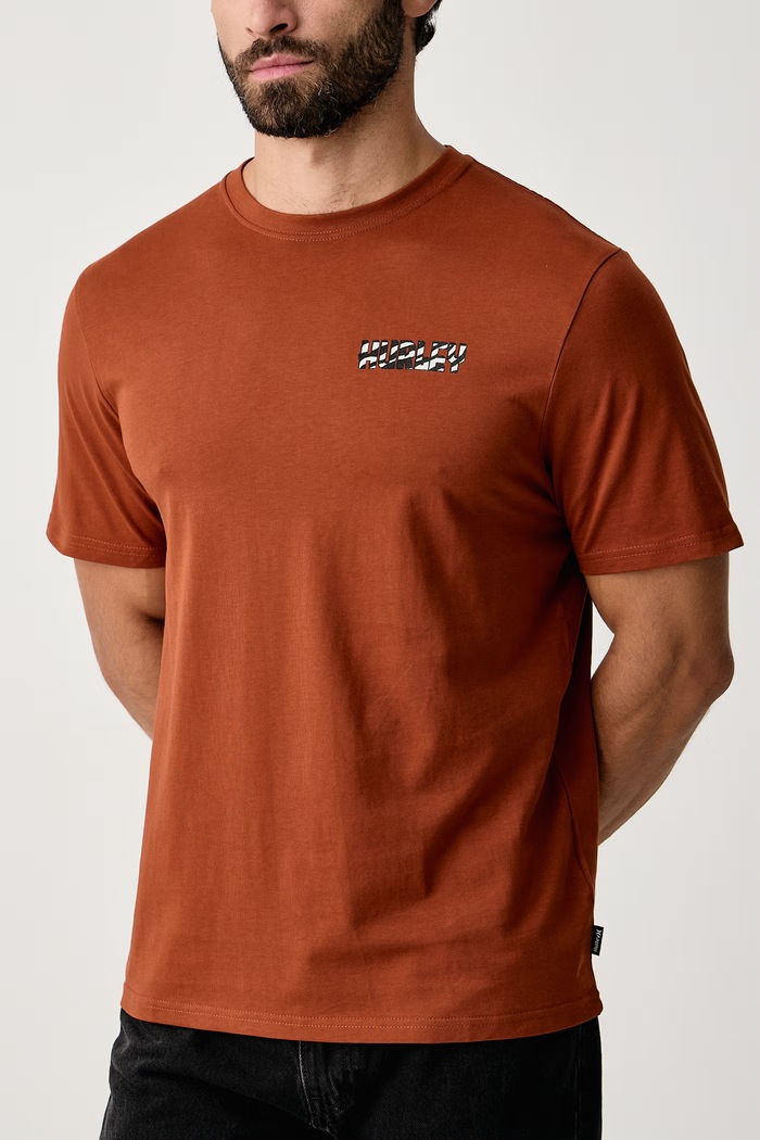 T-shirt męski bawełniany Printing Press Gaiolas Hurley MTSEUED0041 brązowy