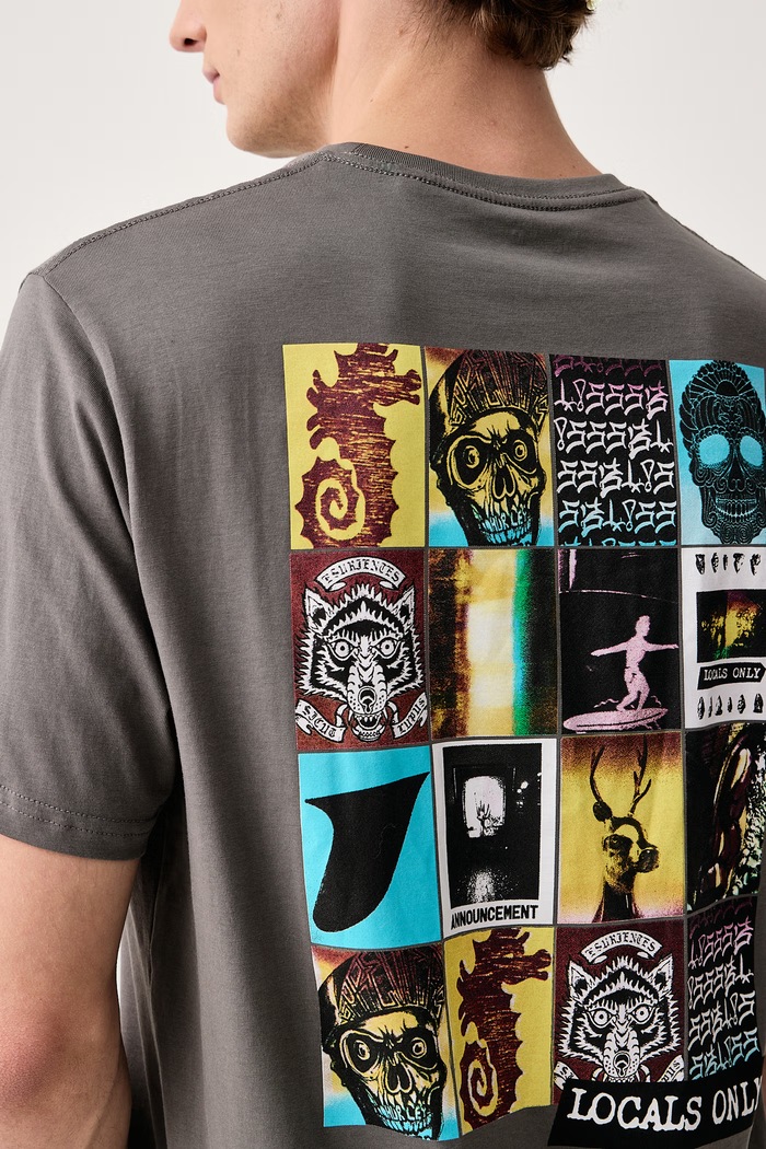 T-shirt męski bawełniany Printing Press Preserv Hurley MTSEUED0040 szary