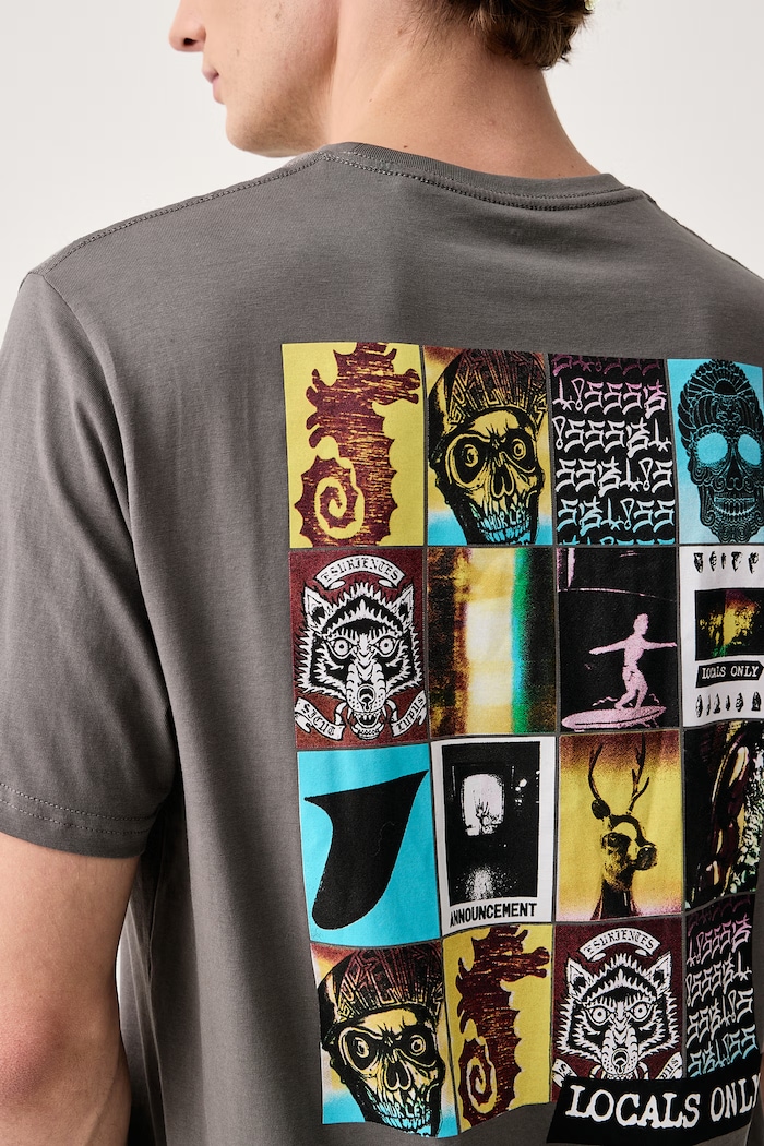 T-shirt męski bawełniany Printing Press Preserv Hurley MTSEUED0040 szary