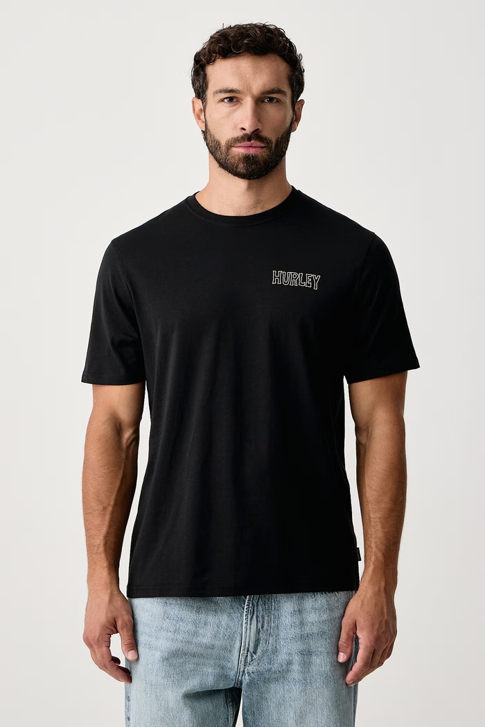 Odzież Hurley T-shirt męski bawełniany Printing Press Species MTSEUED0038 czarny
