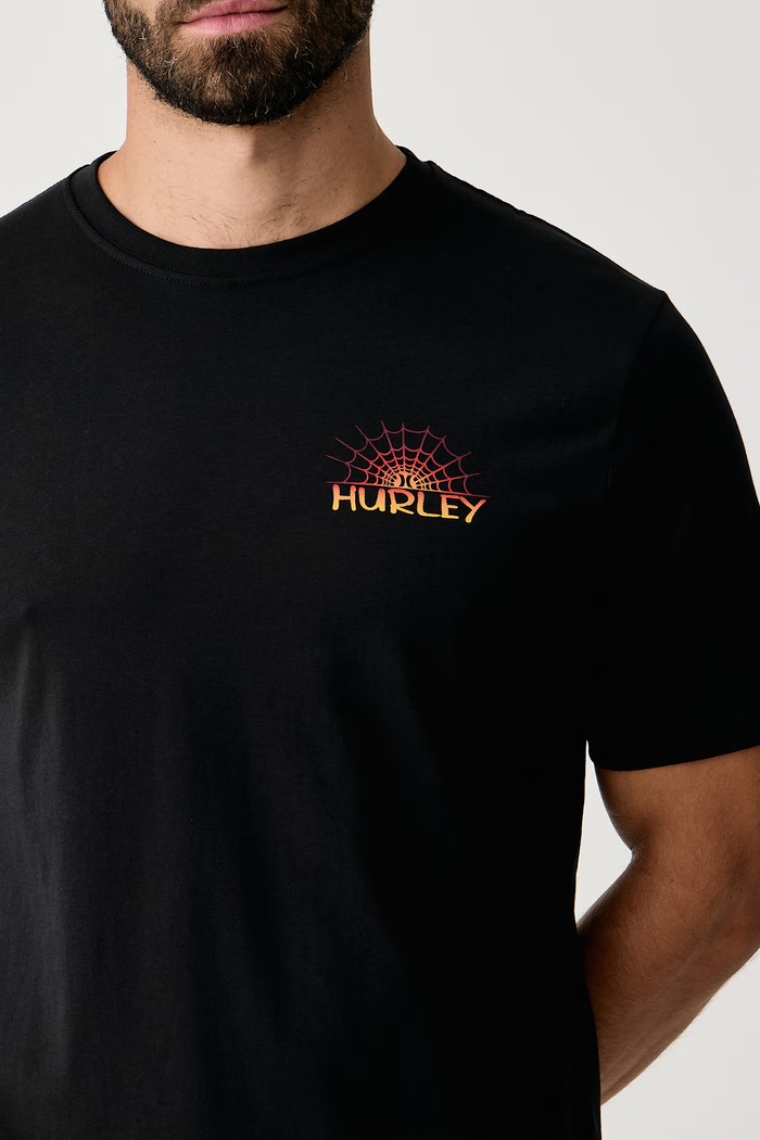 T-shirt męski bawełniany Printing Press Forest Hurley MTSEUED0024 czarny