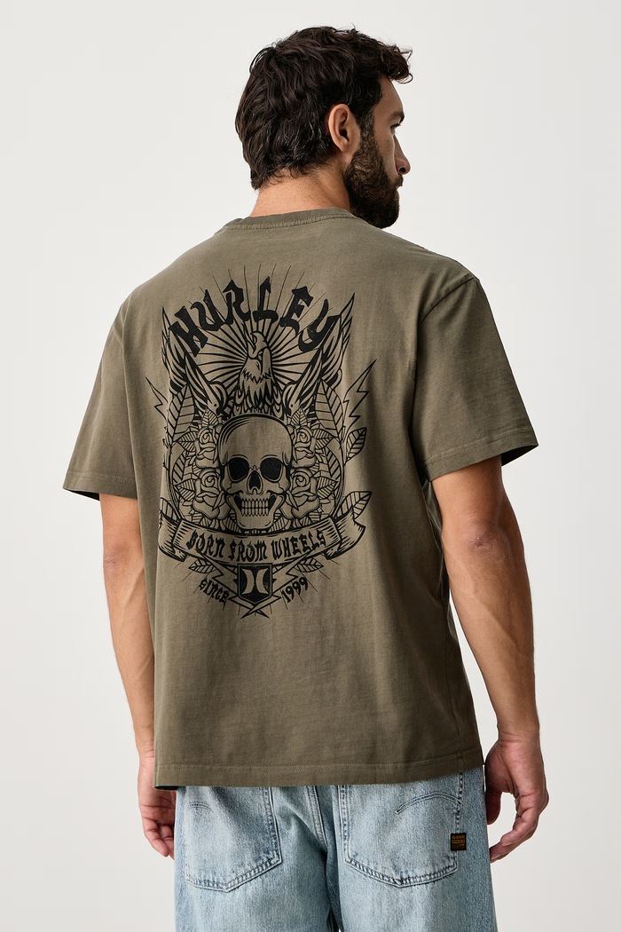 Hurley T-shirt męski bawełniany Built Eagle zielony MTSEUBL0003