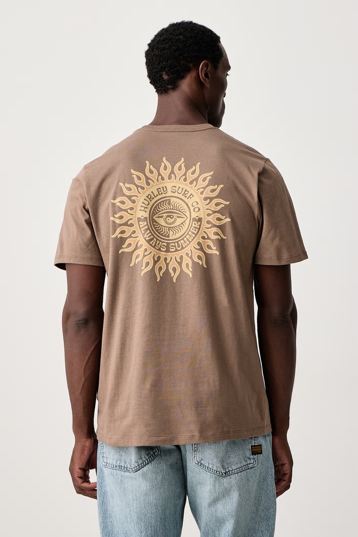 Hurley T-shirt męski bawełniany All Natural brązowy HFA26MMTS13876