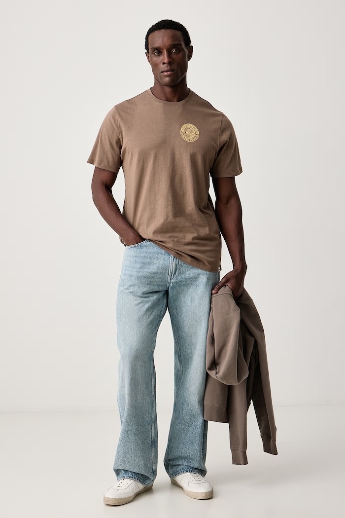 Hurley T-shirt męski bawełniany All Natural HFA26MMTS13876 brązowy AW26