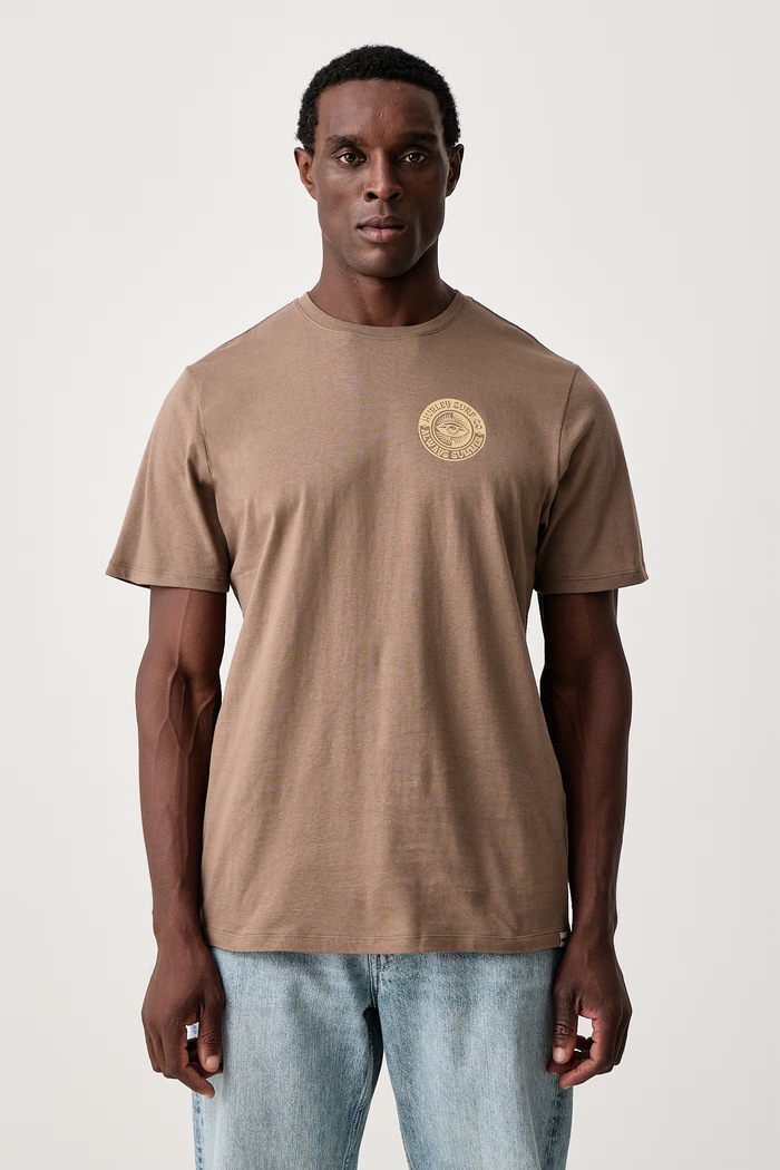 Odzież Hurley T-shirt męski bawełniany All Natural HFA26MMTS13876 brązowy