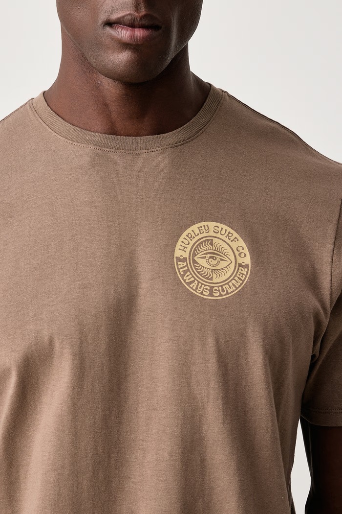 T-shirt męski bawełniany All Natural Hurley HFA26MMTS13876 brązowy