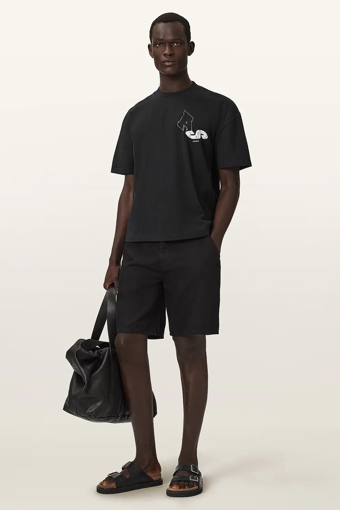 Odzież AllSaints T-shirt męski bawełniany M027PF czarny