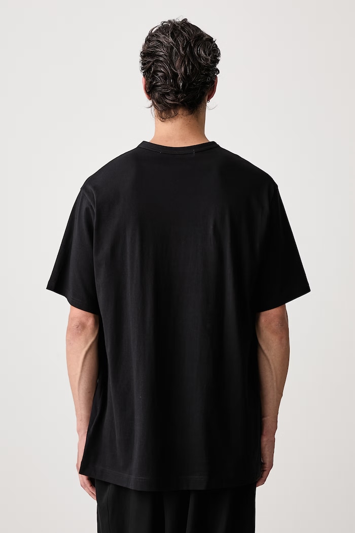 Odzież Yohji Yamamoto LOGO PT T-shirt bawełniany męski KN3690 czarny