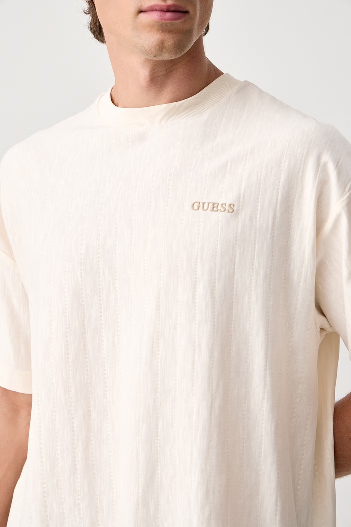 Odzież Guess T-shirt męski bawełniany WALT Z6BI14.K6694 beżowy