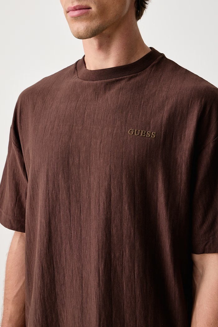 Odzież Guess T-shirt męski bawełniany WALT Z6BI14.K6694 brązowy
