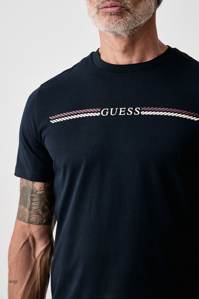 Odzież Guess T-shirt męski bawełniany Z6BI05.K6536 granatowy